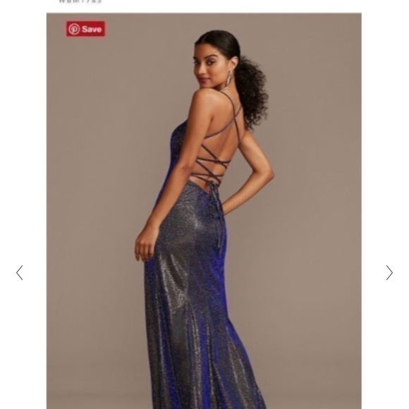 iridescent prom dress david's bridal Iridescent Ball Gown with Illusion Lace Applique